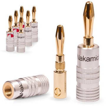 NAKAMICHI РАЗЪЕМ ДЛЯ ДИНАМИКОВ BANANA BANANA PLUG HQ PREMIUM GOLD 8 шт.