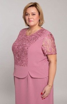 Trzyczęściowa różowa garsonka PLUS SIZE roz. 48