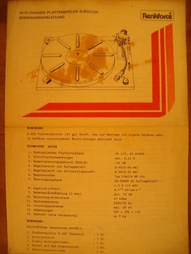 Instrukcja obsługi gramofon G-602 Renkforce
