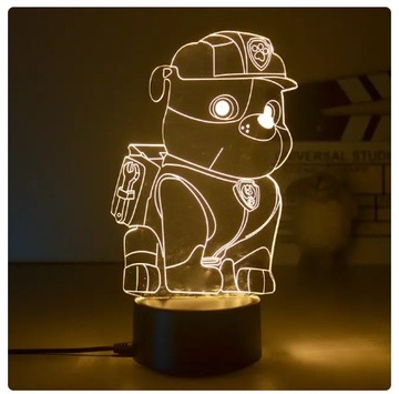 TRÓJWYMIAROWA LAMPKA LAMPA NOCNA 3D PSI PATROL NA PILOTA RUBBLE