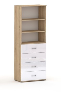 Szafa z szufladami POLA 215 4S3P - Dąb Sonoma 60/40 cm Biały - POŁYSL