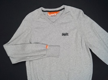 SUPERDRY FIRMOWY BAWEŁNIANY SZARY SWETER - XL