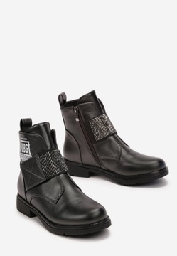 Born2Be Srebrne Botki 37 Zima Ekoskóra