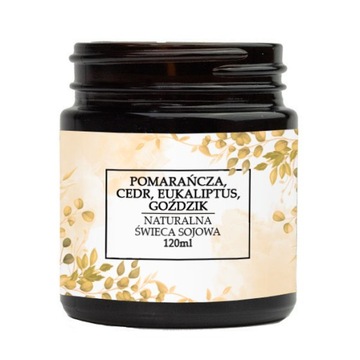 Naturalna świeca sojowa 120 ml cedr pomarańcza