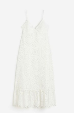 H&M Sukienka z angielskim haftem biały 38 M i146