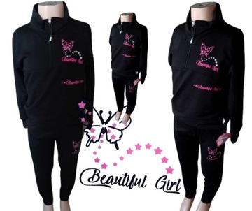2 cz. Dres komplet BLUZA bez KAPTURA +SPODNIE dla dziewczynki 122-128