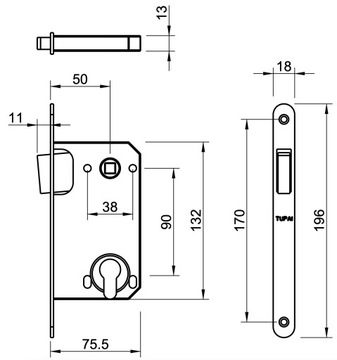 Замок Магн. Вставка TUPAI 3598x50-01 PZ Золото