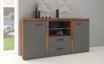 Komoda Rumba 2F2S salon Grafit / Dąb Lefkas