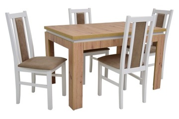 4 x białe krzesła DREWNIANE do kuchni stół ROZSUWANY 80x160/160 dąb artisan