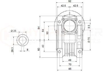 Электродвигатель мощностью 0,55 кВт, редуктор HMRV 50 1:30 NMRV MOTOVARIO.