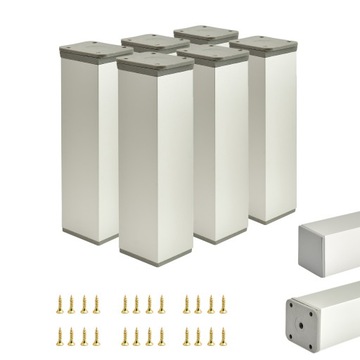 6 x NÓŻKA NOGA MEBLOWA REGULOWANA H 15 CM SREBRNA