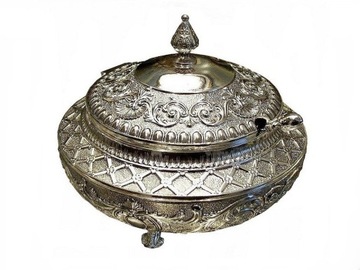 САМАЯ КРАСИВАЯ ПОСЕРЕБРЕННАЯ САХАРНИЦА НЛО С ЛОЖКОЙ ПОДАРОК ​​БАБУШКЕ