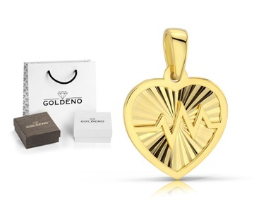 ЗОЛОТОЙ КУЛОН КУЛОН 585 СЕРДЦЕ С ЛИНИИ ЖИЗНИ