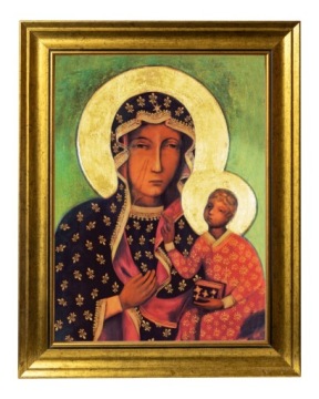 MATKA BOSKA CZĘSTOCHOWSKA | OBRAZ SAKRALNY W ZŁOTEJ ZDOBIONEJ RAMIE 30X40