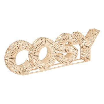 Dekoracja ozdoba rattanowa styl boho napis Cosy