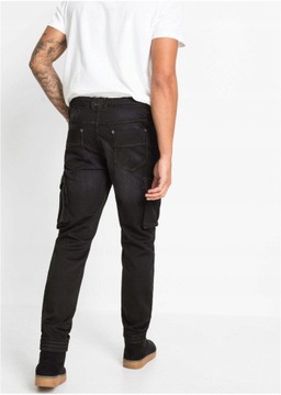 SLIM FIT STRAIGHT CZARNE 54 1D5G07 BONPRIX SPODNIE JEANSOWE BOJÓWKI