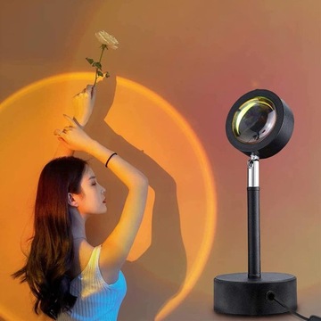 LAMPA NOCNA PROJEKCYJNA SUNSET ZACHÓD SŁOŃCA LED LAMPKA 9 KOLORÓW ZMIANY