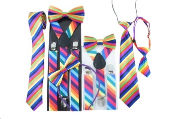 Радужные подтяжки и галстук-бабочка для дошкольника.