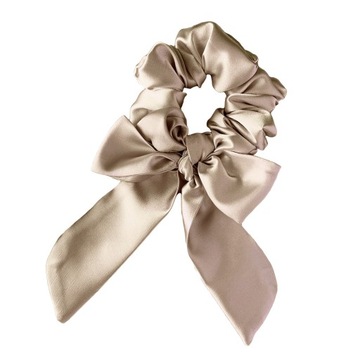 Gumka do włosów satyna scrunchie wstążka Beżowa