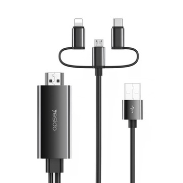 3w1 KABEL ADAPTER 3 ZŁĄCZA DO HDMI 1080p 180cm