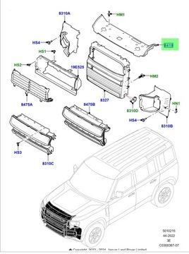NOVÁ ORIGINÁLNÍ PLAST KRYT CHLADIČ NEW DEFENDER L663 20- LR140569