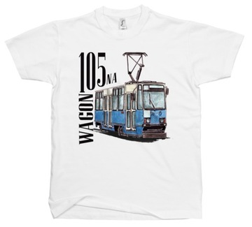 Tramwaj Wagon 105 Koszulka Biała