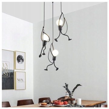 LAMPA SUFITOWA WISZĄCA LUDZIKI HUMANOID ŻYRANDOL LOFT CZARNY LED