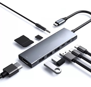 HUB 9w1 USB-C HDMI 4K LAN Mac MacBook M1 M2