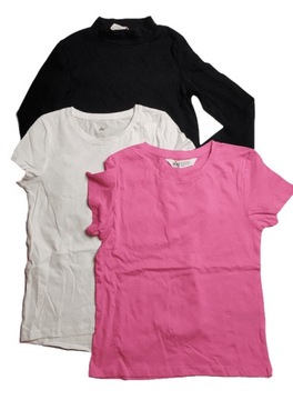 3-PAK Bluzki Bawełniane Koszulki Tops H&M r.122-128 6-7 Lat
