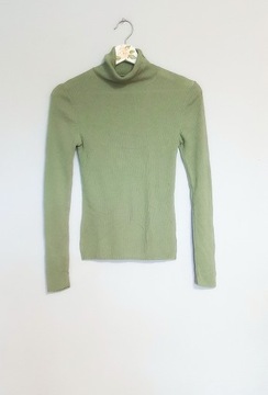 Massimo Dutti oliwkowo zielony sweter golf r 36