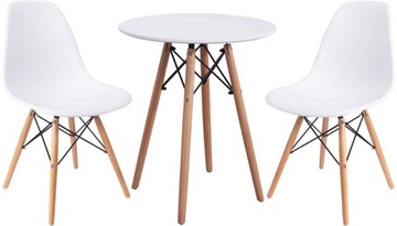 Stół z krzesłami Stół fi60cm + 2 Krzesła skandynawskie