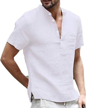 Koszula Męska Henley z Bawełny Koszula Męska Henley o Regularnym Kroju, z B