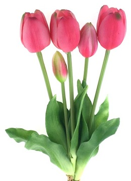 TULIPANY SILIKONOWE GUMOWE BUKIET 5 szt W DOTYKU jak ŻYWE