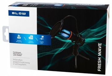 СТУДИЙНЫЙ МИКРОФОН BLOW СО ШТАТИВОМ ДЛЯ КОМПЬЮТЕРА НА USB, RGB LED