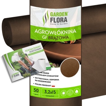 Agrowłóknina BRĄZOWA ANTYCHWASTOWA 50g agrotkanina na chwasty UV+ 3,2x15m