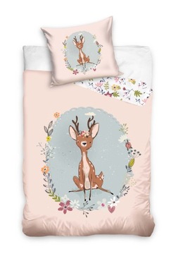 Pościel 160x200 Jelonek Bambi Sarna Sarenka Poroże Kwiaty