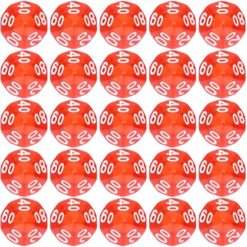 ZESTAW 25 KOSTEK K10 RPG CZERWONA TRANSPARENTNA KOŚĆ 00-90