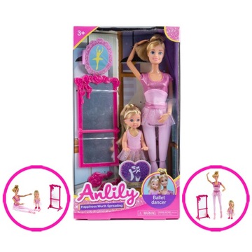 Lalka Anlily 30cm Akcesoria Zestaw Komplet Lalek Baletnica Mama i Dziecko