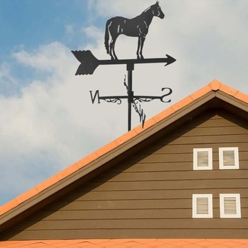 Металлический черный флюгер, фигурка животного, практическое направление ветра, пони