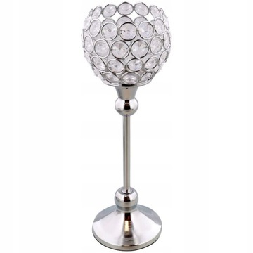 KRYSZTAŁOWY ŚWIECZNIK STOJAK LAMPION GLAMOUR 30 CM