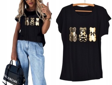 T-SHIRT KOSZULKA POD SWETER APLIKACJA M/L T21