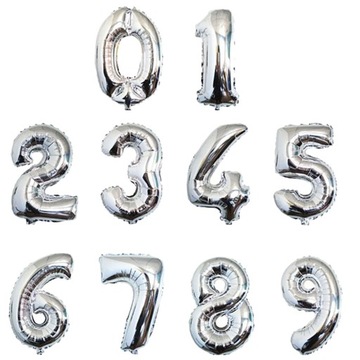 BALONY CYFROWE BALONY LITERY SREBRNE FOLIA AL