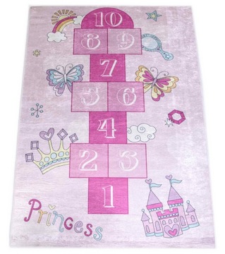 Детский ковер Hopscotch Princess 120x170, ПРОТИВОСКОЛЬЗЯЩИЙ, МОЮЩИЙСЯ