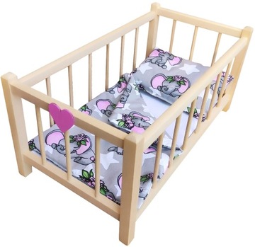 Деревянная КРОВАТЬ, КОЛЯНКА для кукол, ПОСТЕЛЬНОЕ ПРИНАДЛЕЖЕНИЕ - НОВИНКА