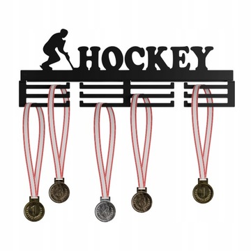 Wieszak Na Medale Metalowy 40 cm wzór HOCKEY Czarny Trwały