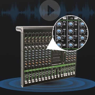 DJ-консоль Micfuns, 14 каналов, эквалайзер, 16DSP, MP3, USB, Bluetooth, 48 В