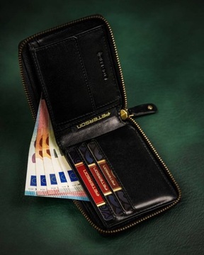 Мужской кожаный кошелек RFID 1871 Черный