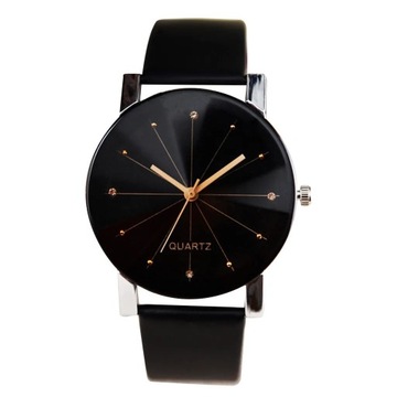Fashion Men Women Couple Watches Leather Strap Line Analog Quartz Wrist
