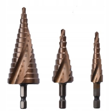 WIERTŁA STOPNIOWE KOBALTOWE DO METALU 4-32mm 3 SZT
