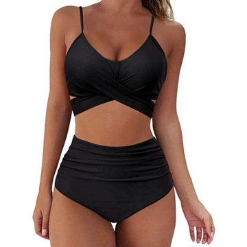 DWUCZĘŚCIOWY STRÓJ KĄPIELOWY DAMSKI KOSTIUM BIKINI MAJTKI WYSOKI STAN XL 42